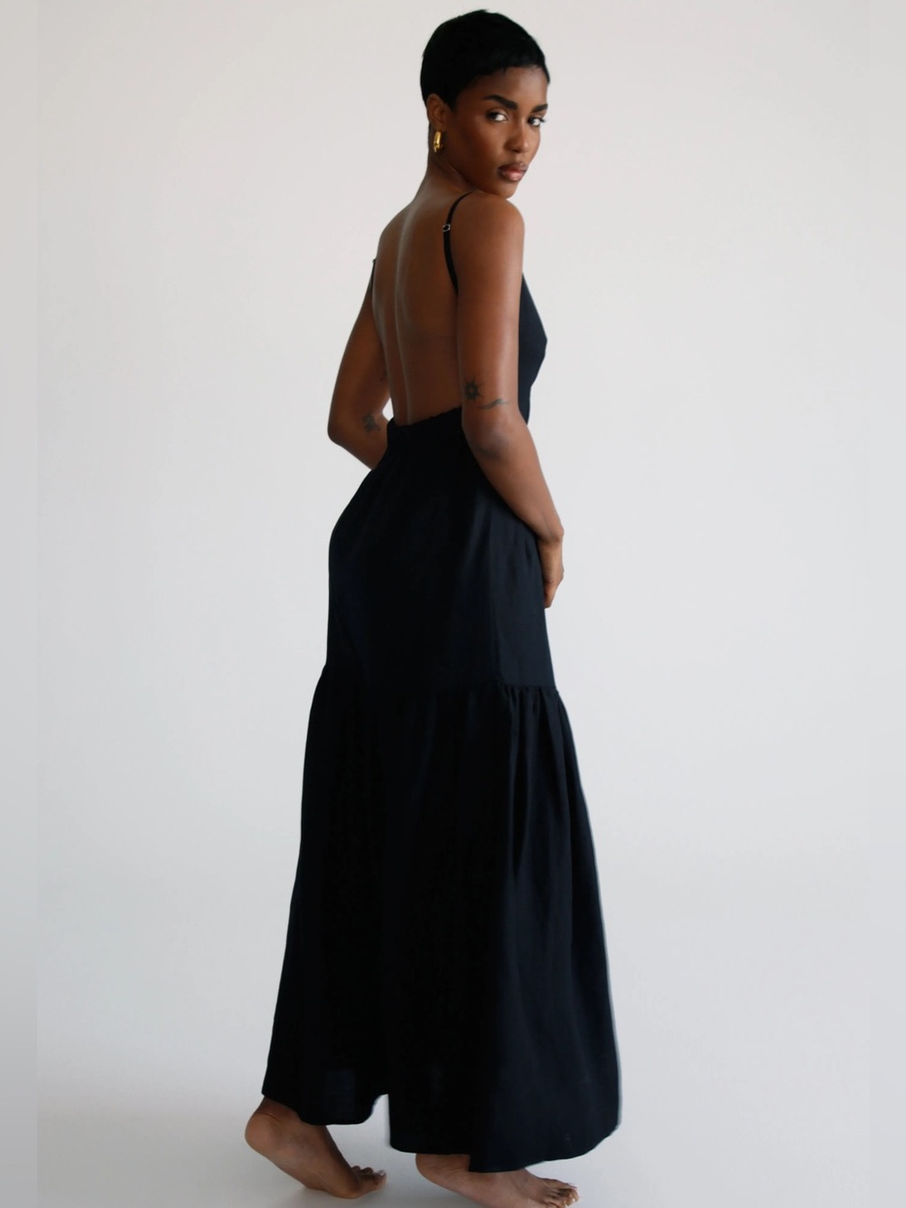 Celine Low Back Linen Dress RE ONA